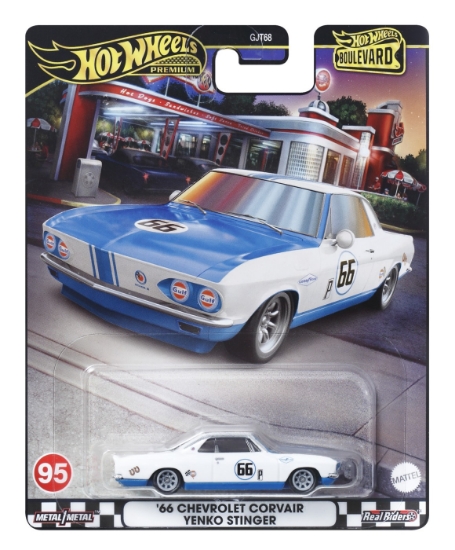 Imagine HOT WHEELS PREMIUM BOULEVARD MASINUTA METALICA CHEVROLET CORVAIR YENKO STINGER 66 SCARA 1:64