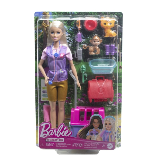 Imagine BARBIE YOU CAN BE SET PAPUSA CU DOUA ANIMALUTE DIN JUNGLA