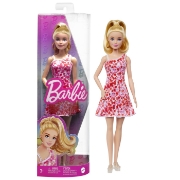 Imagine BARBIE PAPUSA BARBIE FASHIONISTA BLONDA CU PARUL PRINS IN COADA SI ROCHIE CU FLORICELE