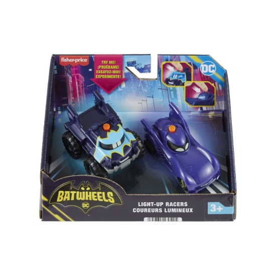 Imagine FISHER PRICE BATWHEELS SET 2 MASINUTE CU LUMINI SCARA 1:55
