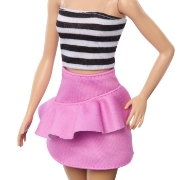 Imagine BARBIE PAPUSA BARBIE FASHIONISTA BLONDA CU PARUL PRINS IN COADA SI FUSTA ROZ
