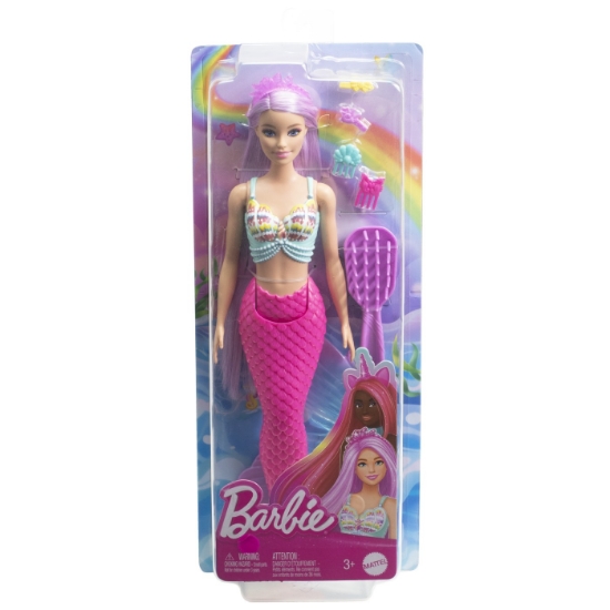 Imagine BARBIE PAPUSA SIRENA CU PAR MOV SI COADA ROZ