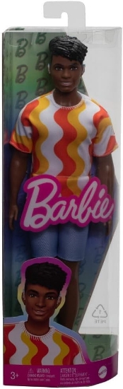 Imagine BARBIE PAPUSA BAIAT FASHIONISTAS CU TRICOU CU DUNGI ALBE SI PORTOCALII SI APARATE AUDITIVE