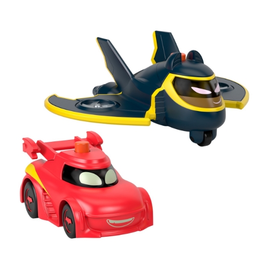 Imagine Fisher Price Batwheels set 2 mașinuțe cu lumini Redbird și Batwing scara 1:55