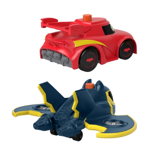 Imagine Fisher Price Batwheels set 2 mașinuțe cu lumini Redbird și Batwing scara 1:55