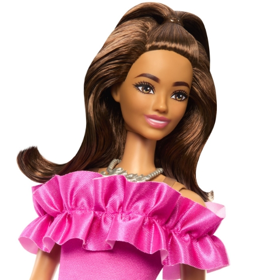 Imagine PAPUSA BARBIE FASHIONISTA SATENA CU ROCHIE ROZ