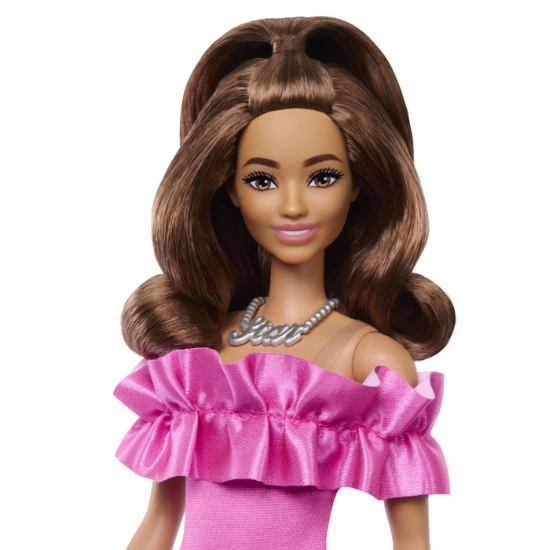 Imagine PAPUSA BARBIE FASHIONISTA SATENA CU ROCHIE ROZ