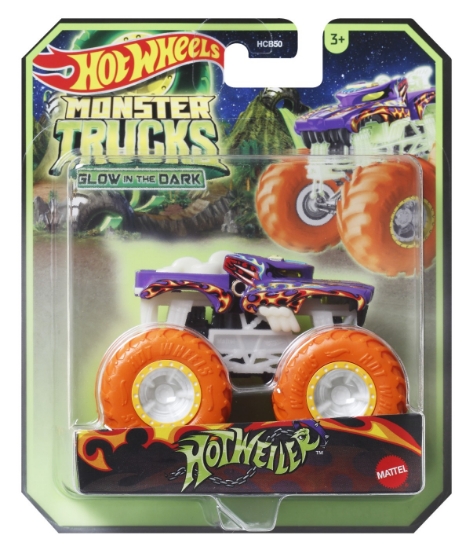 Imagine HOT WHEELS MONSTER TRUCK GLOW IN THE DARK MASINUTA HOTWEILER SCARA 1:64