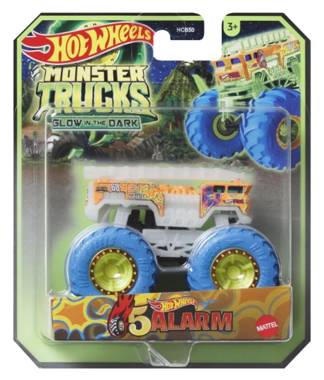 Imagine HOT WHEELS MONSTER TRUCK GLOW IN THE DARK MASINUTA 5 ALARM SCARA 1:64
