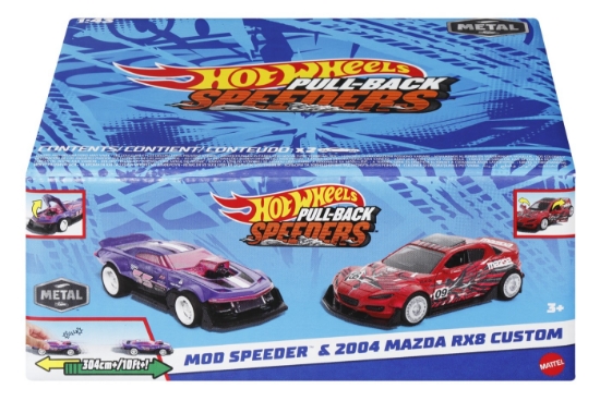 Imagine HOT WHEELS SET 2 MASINUTE METALICE PULL BACK MOD SPEEDER SI 2004 MAZDA RX8 CUSTOM 1:43