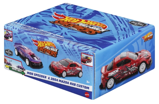 Imagine Hot Wheels set 2 mașinuțe metalice Pull Back Mod Speeder și 2004 Mazda RX-8 Custom 1:43