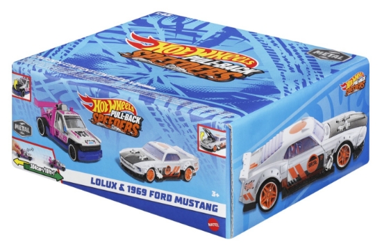 Imagine Hot Wheels set 2 mașinuțe metalice Pull Back Lolux și 1969 Ford Mustang 1:43