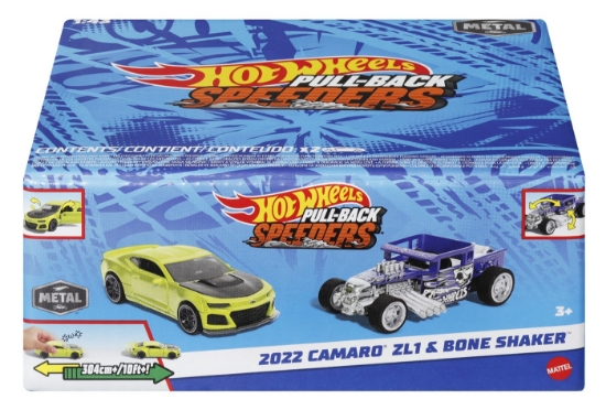 Imagine HOT WHEELS SET 2 MASINUTE METALICE PULL BACK 2022 CAMARO ZL1 SI BONE SHAKER 1:43