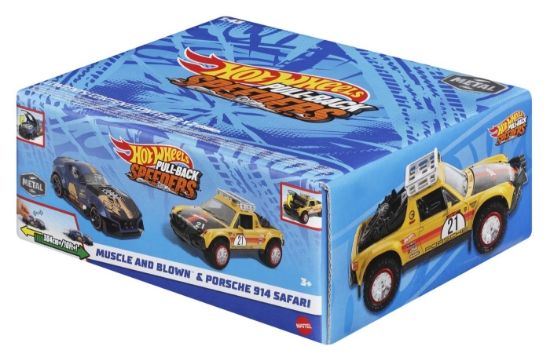 Imagine  Hot Wheels set 2 mașinuțe metalice Pull Back Muscle and Blown și Porsche 914 Safari 1:43