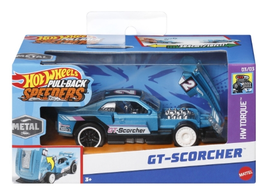 Imagine Hot Wheels Mașinuță metalică cu sistem Pull Back GT Scorcher scara 1:43
