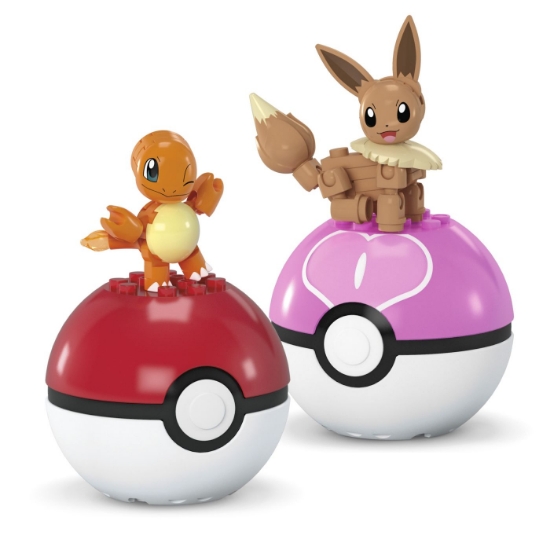Imagine  Pokemon Mega set două bile Charmander și Eevee – 40 piese