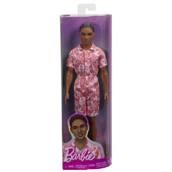Imagine BARBIE PAPUSA BAIAT FASHIONISTAS IN SALOPETA STIL HAWAIAN SI SANDALE VERZI