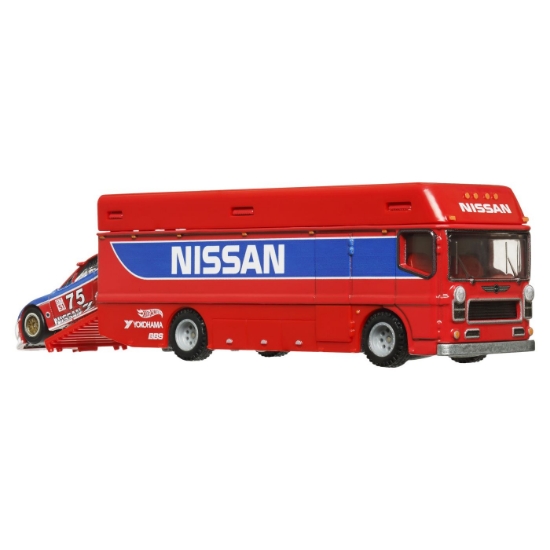 Imagine Hot Wheels transportator Euro Hauler cu mașinuță Nissan 300 ZX GTS, scară 1:64