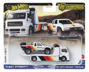 Imagine HOT WHEELS TRANSPORTATOR FLEET STREET CU MASINUTA TOYOTA OFF ROAD TRUCK SCARA 1:64