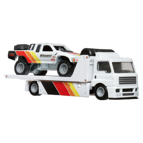 Imagine  Hot Wheels transportator Fleet Street cu mașinuță Toyota Off Road Truck, scară 1:64