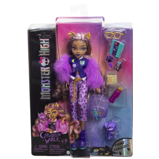 Imagine MONSTER HIGH PAPUSA CLAWDEEN WOLF SI CATELUL CRESCENT