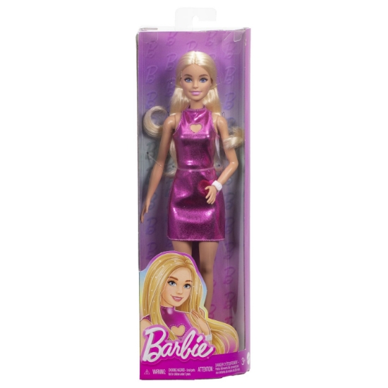 Imagine BARBIE PAPUSA BARBIE FASHIONISTAS BLONDA CU ROCHITA ROZ METALICA