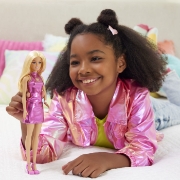 Imagine BARBIE PAPUSA BARBIE FASHIONISTAS BLONDA CU ROCHITA ROZ METALICA