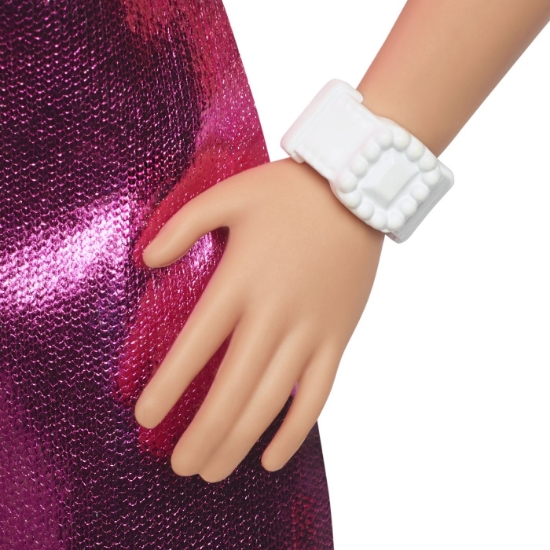 Imagine BARBIE PAPUSA BARBIE FASHIONISTAS BLONDA CU ROCHITA ROZ METALICA