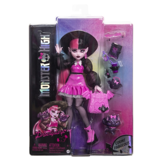 Imagine MONSTER HIGH PAPUSA DRACULAURA SI ANIMALUTUL COUNT FABULOUS