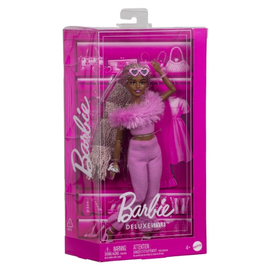 Imagine BARBIE DELUXE STYLE PAPUSA BARBIE CU SALOPETA ROZ SI PAR IMPLETIT