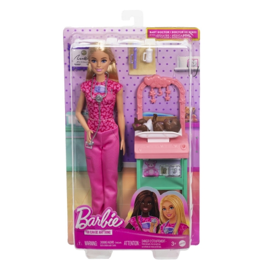 Imagine BARBIE CARIERE SET MOBILIER CU PAPUSA DOCTOR PEDIATRU BLONDA