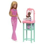 Imagine BARBIE CARIERE SET MOBILIER CU PAPUSA DOCTOR PEDIATRU BLONDA