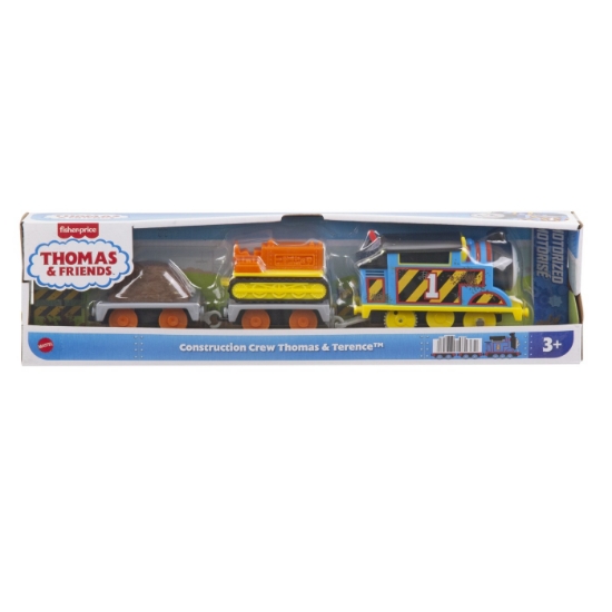 Imagine THOMAS LOCOMOTIVA MOTORIZATA ECHIPA PE SANTIER THOMAS AND TERENCE CU 2 VAGOANE