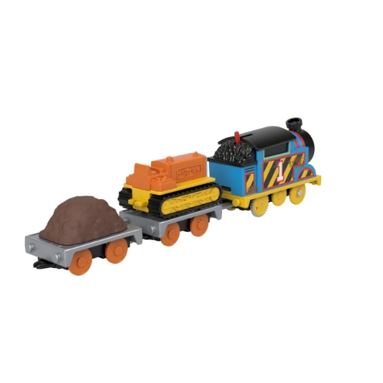 Imagine Thomas locomotiva motorizată echipa pe șantier Thomas and Terence cu 2 vagoane