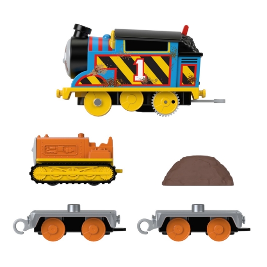 Imagine Thomas locomotiva motorizată echipa pe șantier Thomas and Terence cu 2 vagoane