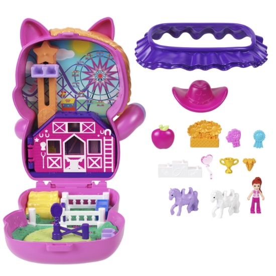 Imagine POLLY POCKET SET GENTUTA ANIMALUT PONEI LA RODEO CU ACCESORII