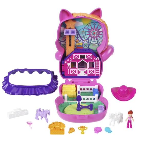 Imagine POLLY POCKET SET GENTUTA ANIMALUT PONEI LA RODEO CU ACCESORII