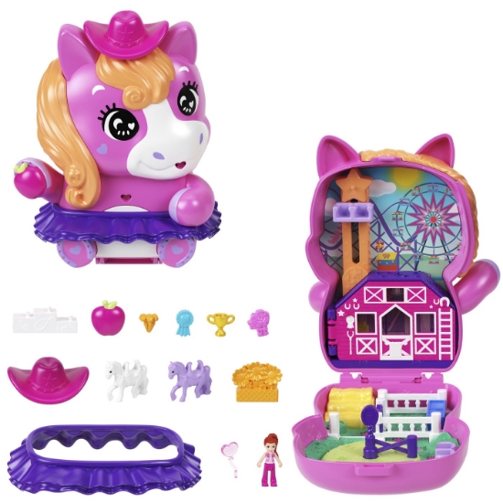 Imagine POLLY POCKET SET GENTUTA ANIMALUT PONEI LA RODEO CU ACCESORII