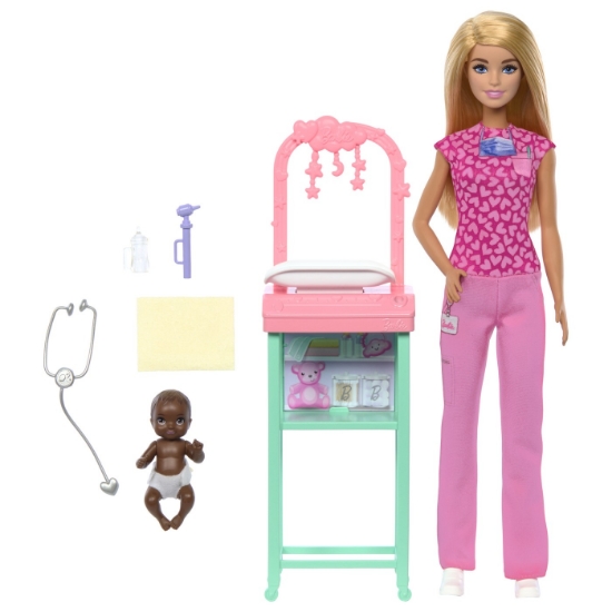 Imagine BARBIE SET DE JOACA PAPUSA BARBIE BLONDA FACE CARIERA PEDIATRU
