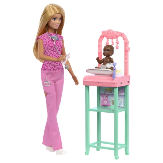 Imagine BARBIE SET DE JOACA PAPUSA BARBIE BLONDA FACE CARIERA PEDIATRU