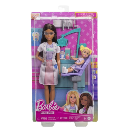 Imagine BARBIE SET DE JOACA PAPUSA BARBIE BRUNETA FACE CARIERA STOMATOLOG