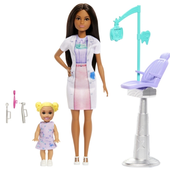 Imagine BARBIE SET DE JOACA PAPUSA BARBIE BRUNETA FACE CARIERA STOMATOLOG