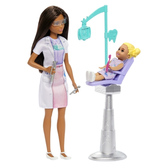 Imagine BARBIE SET DE JOACA PAPUSA BARBIE BRUNETA FACE CARIERA STOMATOLOG
