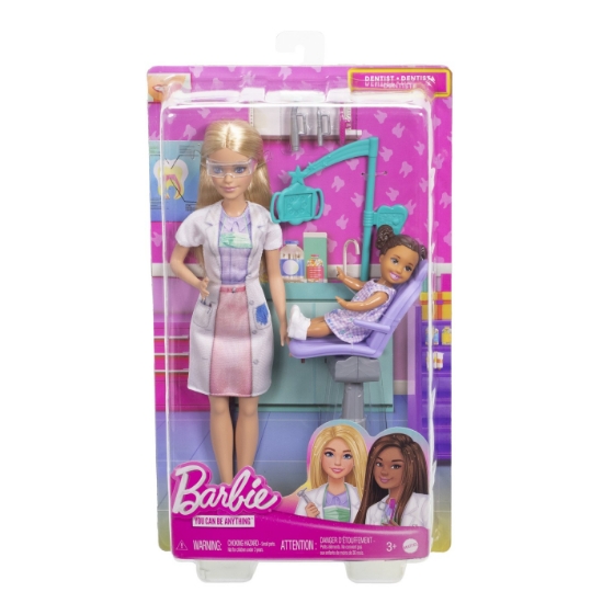 Imagine BARBIE SET DE JOACA PAPUSA BARBIE BLONDA FACE CARIERA STOMATOLOG