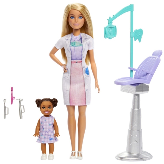 Imagine BARBIE SET DE JOACA PAPUSA BARBIE BLONDA FACE CARIERA STOMATOLOG
