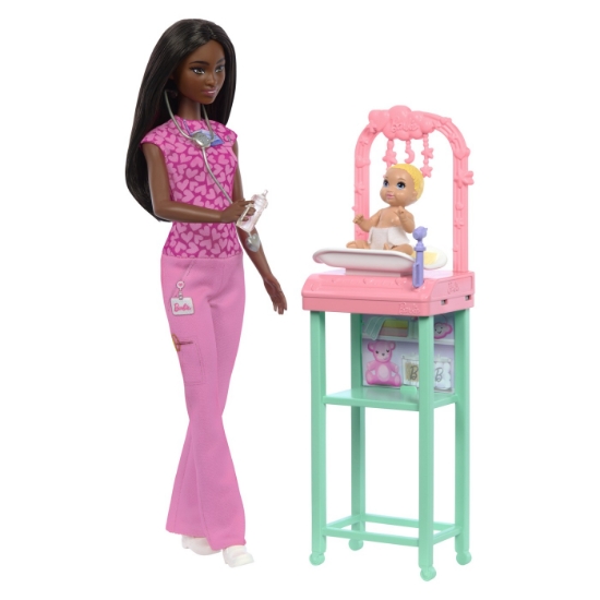 Imagine BARBIE SET DE JOACA PAPUSA BARBIE BRUNETA FACE CARIERA PEDIATRU