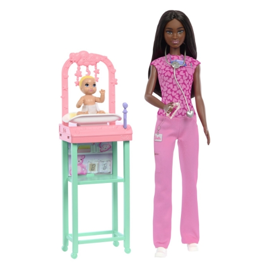 Imagine BARBIE SET DE JOACA PAPUSA BARBIE BRUNETA FACE CARIERA PEDIATRU
