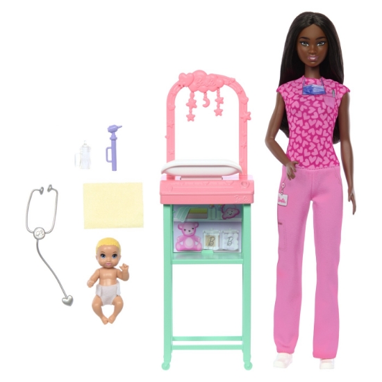 Imagine BARBIE SET DE JOACA PAPUSA BARBIE BRUNETA FACE CARIERA PEDIATRU