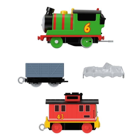 Imagine Thomas locomotiva motorizată Percy Brake Car Bruno cu 2 vagoane