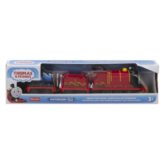 Imagine THOMAS LOCOMOTIVA MOTORIZATA SPLASH TANK JAMES CU 2 VAGOANE